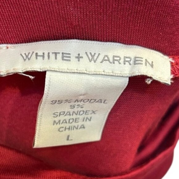 white + warren brick red fine knit turtleneck GORGEOUS L - Picture 2 of 5